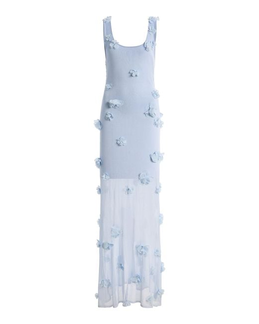 Jonathan Simkhai Blue Ivi Floral Applique Midi Dress