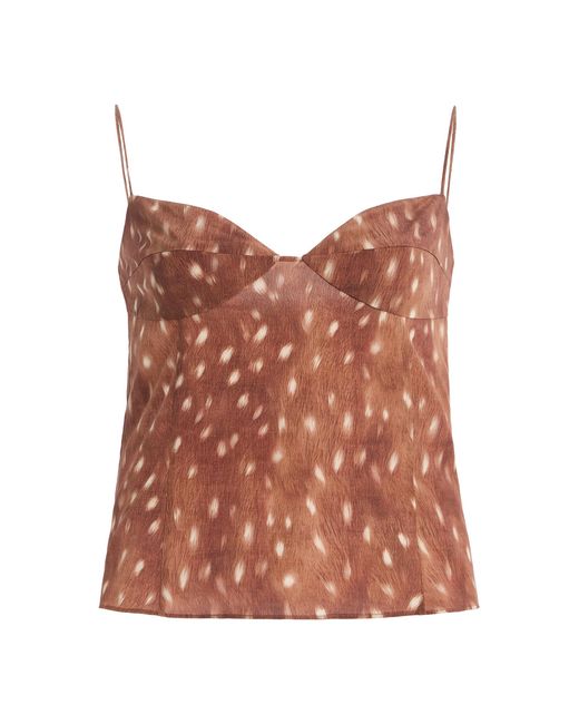 St. Agni Brown Fawn Printed Crepe Cami Top Exclusive