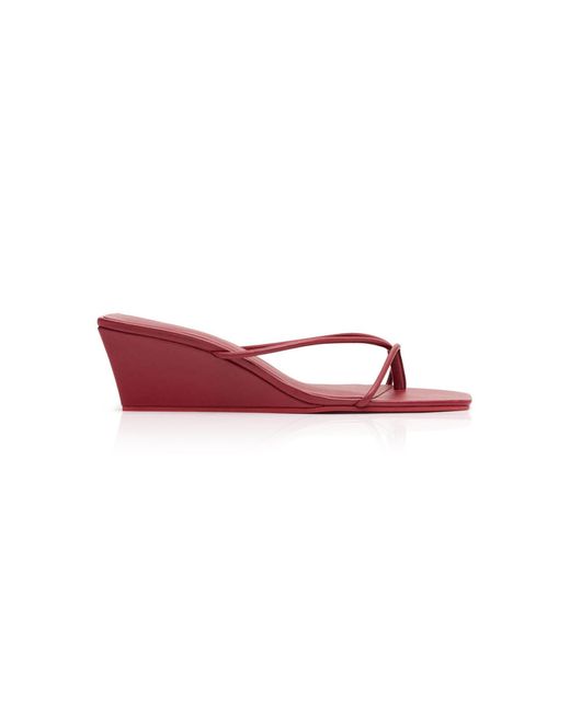 St. Agni Red Minimal Low Leather Sandals