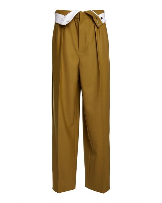 Victoria Beckham Double-Waistband Wool Wide-Leg Pants in