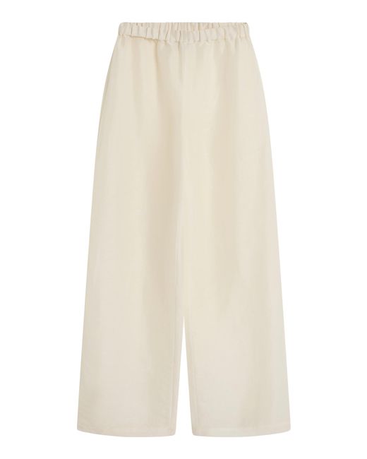 Posse White Ollie Mid-Rise Wide-Leg Linen-Silk Pants