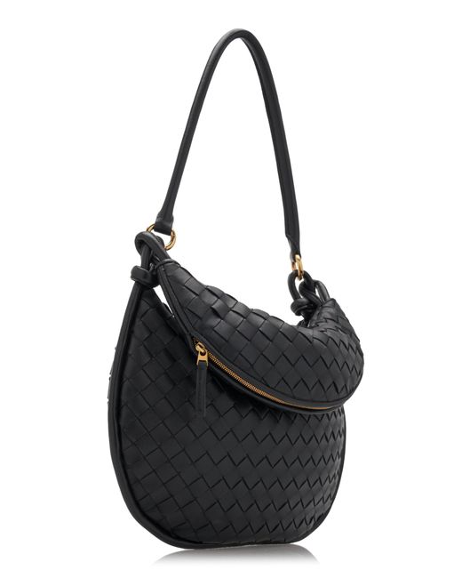 Bottega Veneta Black Medium Gemelli Intrecciato Leather Bag