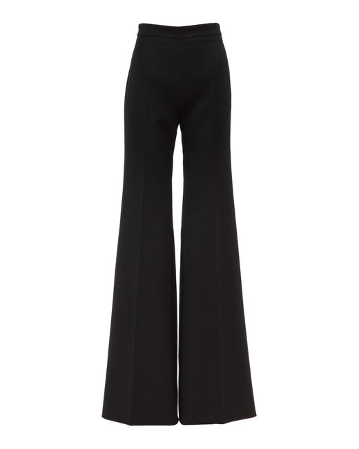Chloé Black High-Rise Grain De Poudre Wool Wide-Leg Pants