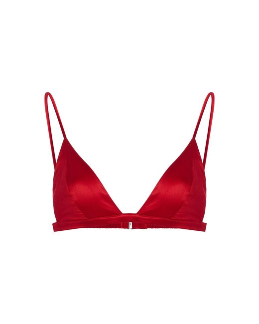 Fleur du Mal Red Luxe Stretch-Silk Triangle Bra