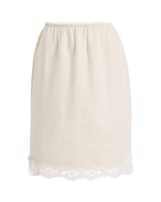 Posse White Darya Lace-Trimmed Linen-Cotton Midi Skirt