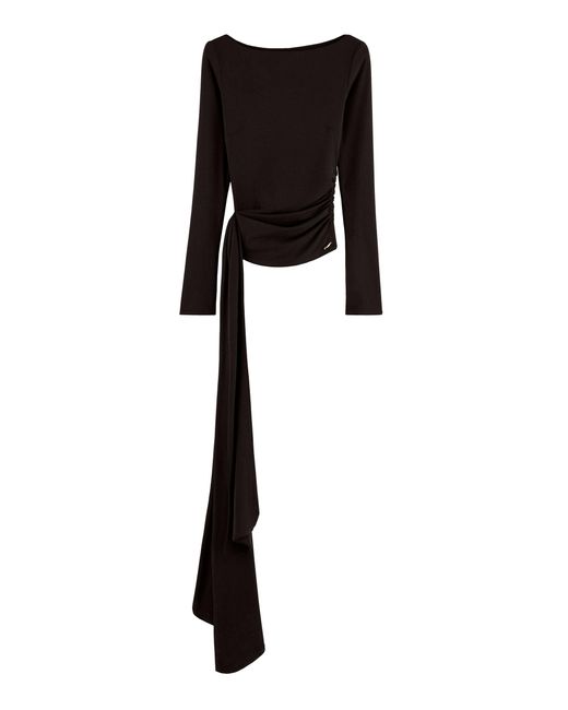 ARAKII Black Draped Jersey Top Exclusive