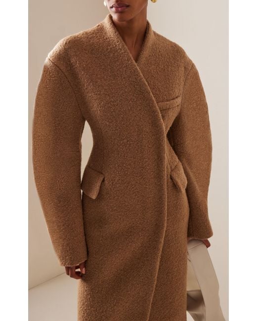 A.W.A.K.E. MODE Sculpted Wool Coat in Brown | Lyst