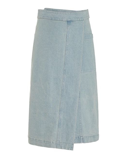 Proenza Schouler Blue Iris Denim Midi Wrap Skirt