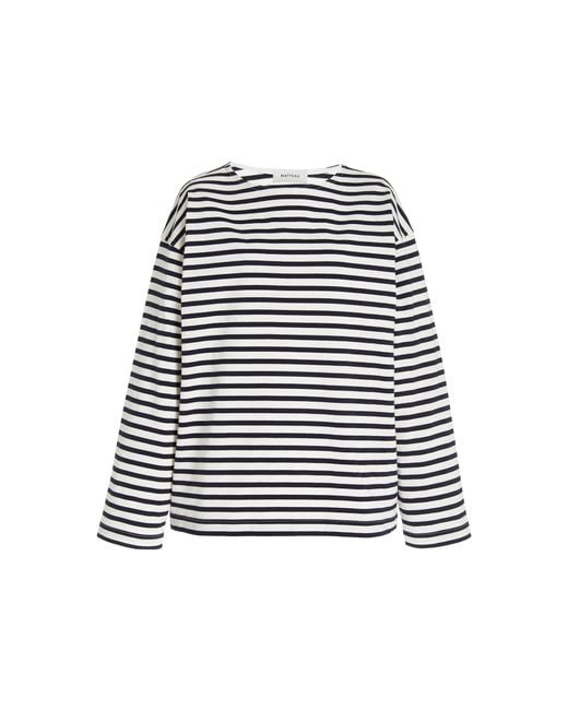 Matteau Blue Breton-striped Cotton T-shirt
