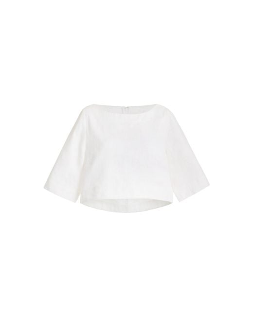 Posse White Exclusive Shay Linen Crop Top
