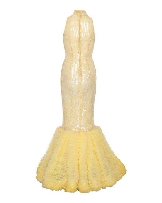ROTATE BIRGER CHRISTENSEN Sequined Ruffled Maxi Dress in Yellow | Lyst ROTATE BIRGER CHRISTENSEN Sequined Ruffled Maxi Dress in Yellow | Lyst