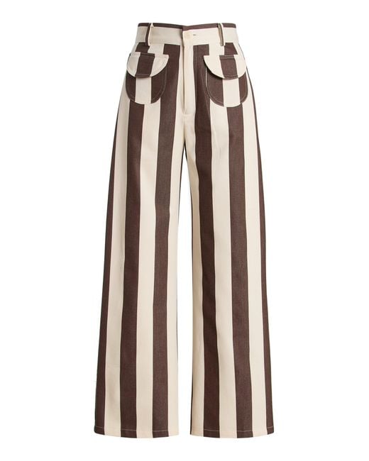 La Veste Brown Exclusive Parasol Cotton Straight-Leg Pants