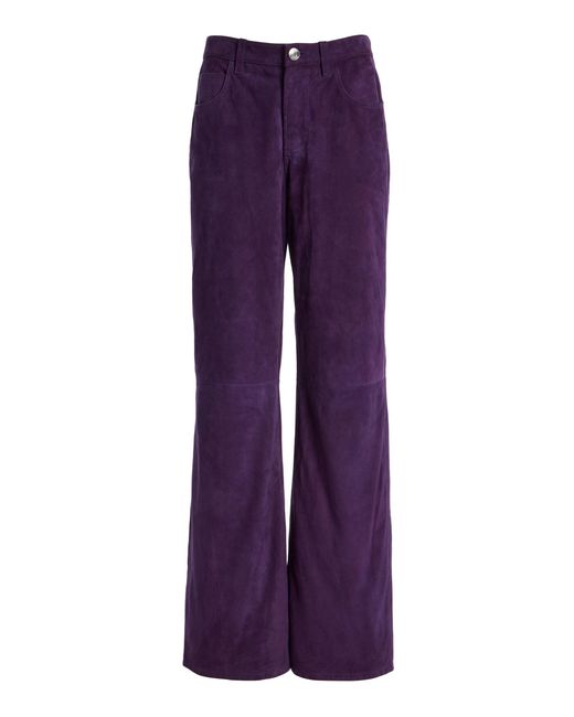 Staud Purple Gus Suede Straight-Leg Pants