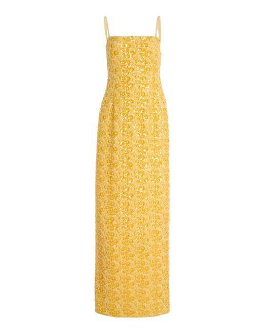Jonathan Simkhai Yellow Savia Embellished Jersey Gown