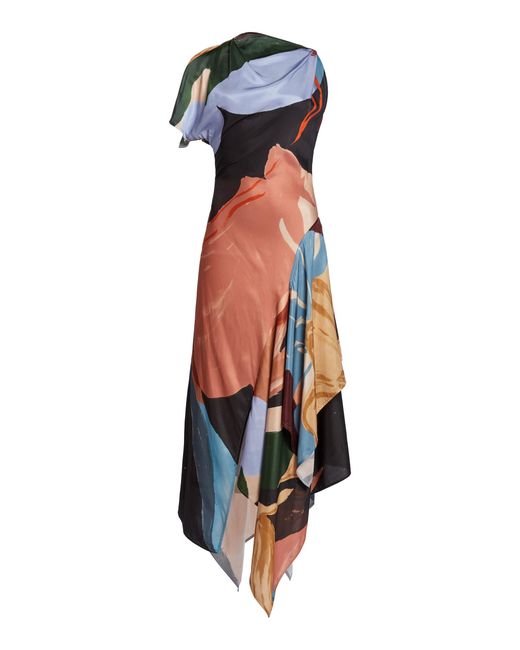 Victoria Beckham White Asymmetric Draped Midi Dress