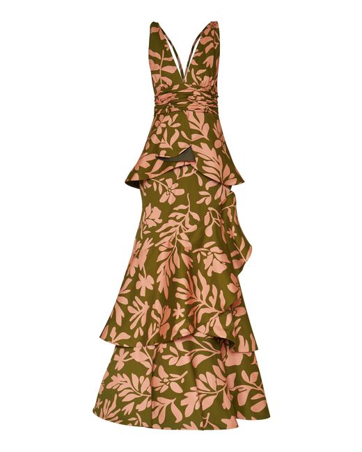 ANDRES OTALORA Metallic Viboral Cotton Poplin Maxi Dress