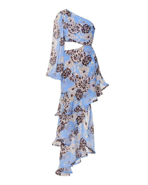 Alexis Blue Sabetta One-sleeve Cutout Asymmetric Dress