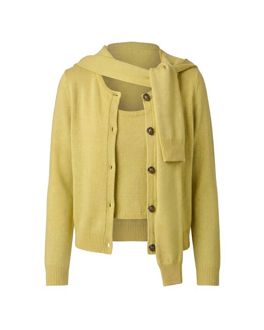 Monse Yellow Double-Layer Illusion Merino Wool Cardigan
