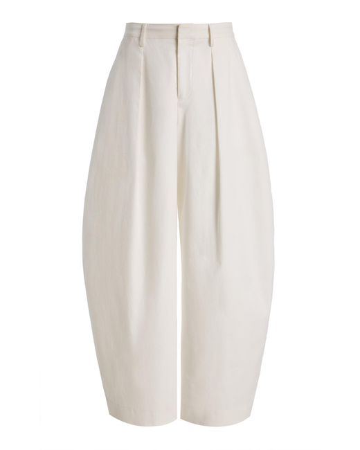 Staud White Elias Cotton-blend Wide-leg Pants
