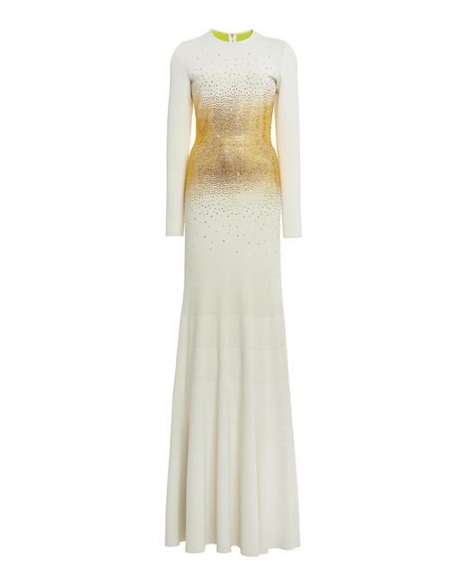 Elie Saab White Crystal-embellished Maxi Dress