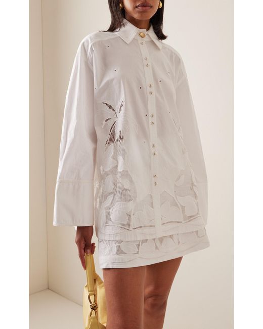 Aje. White Agua Embroidered Cotton Shirt