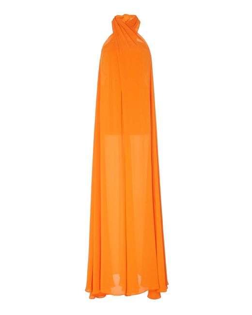 Staud Orange Sycamore Wrap Gauze Wide-leg Jumpsuit