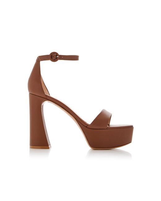 Gianvito Rossi Brown Holly Leather Platform Sandals