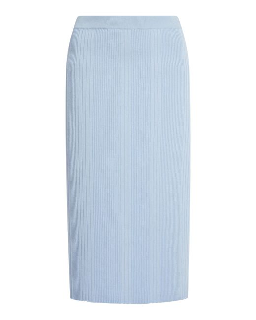 Bottega Veneta Blue Ribbed Cotton Midi Skirt