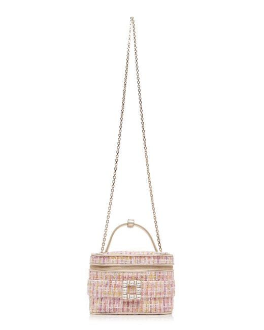 Roger Vivier Pink Crystal-buckle Tweed Vanity Bag