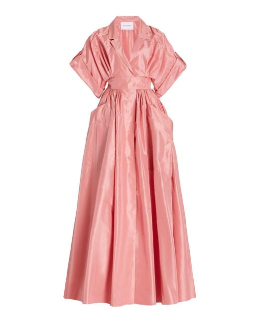 Carolina Herrera Belted Silk Taffeta Shirt Gown in Pink Lyst