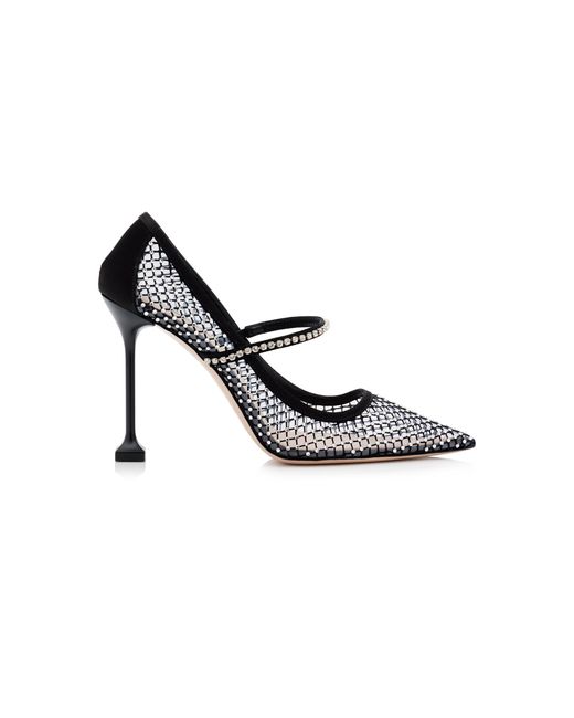 Miu Miu Black Crystal-mesh Pumps