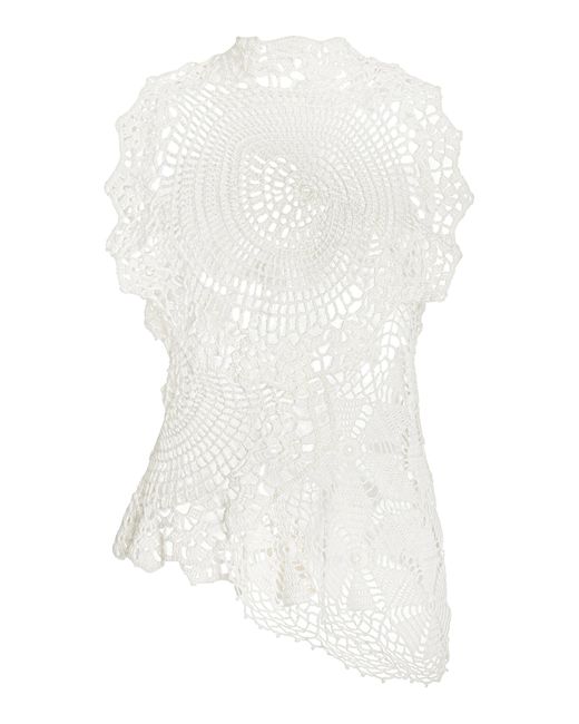 The Row White Christa Crochet Cotton Top