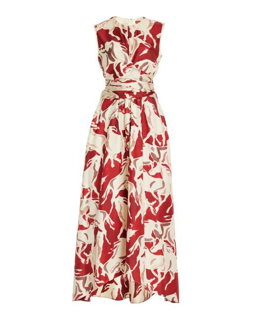 Altuzarra Red Penny Printed Silk Maxi Dress