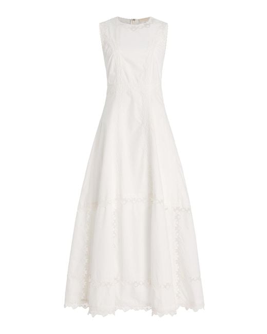 Ulla Johnson White Anela Embroidered Cotton Midi Dress