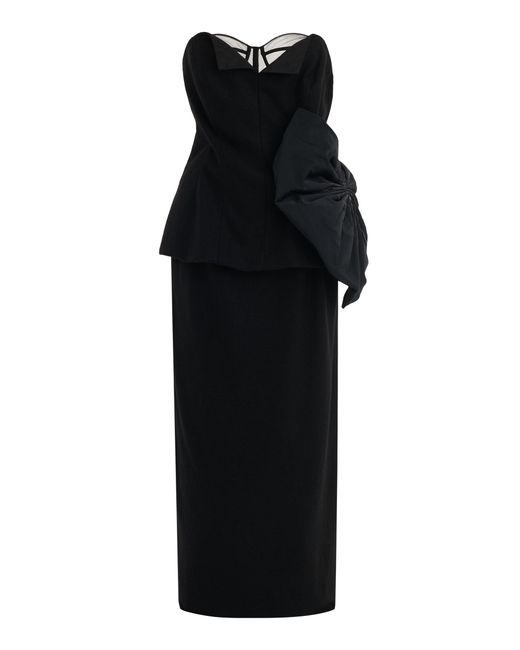 Maison Margiela Black Strapless Wool Bustier Midi Dress