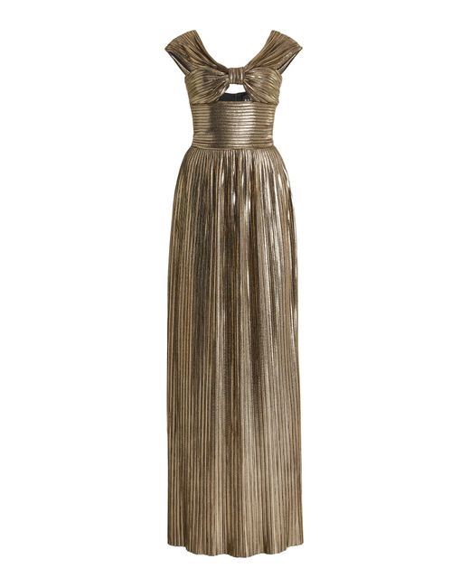 Rasario Pleated Cutout Maxi Dress in Metallic | Lyst Canada