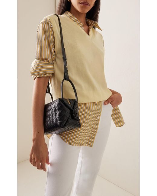 Bottega Veneta Black Small Loop Intrecciato Leather Shoulder Bag
