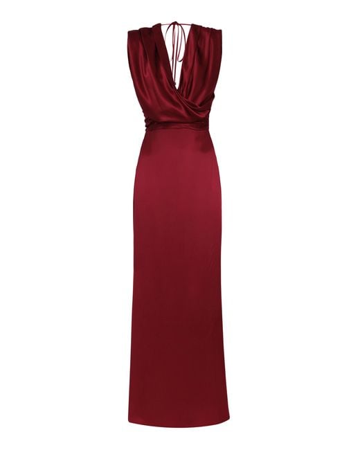 ANDRES OTALORA Red Cayena Silk Charmeuse Maxi Dress