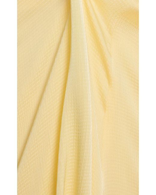 Bondi Born Yellow Ardea Twist-Shoulder Hammered-Satin Maxi Dress