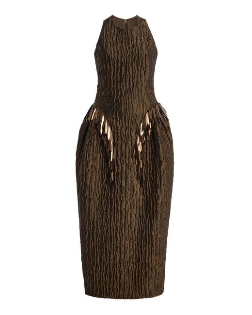 Jonathan Simkhai Brown Clementine Jacquard Midi Dress