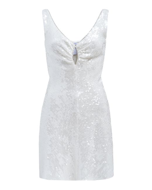 Markarian White Coquette Crystal-trimmed Mini Dress