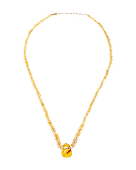 JIA JIA Brown Opal; Amber 14K Bar Necklace