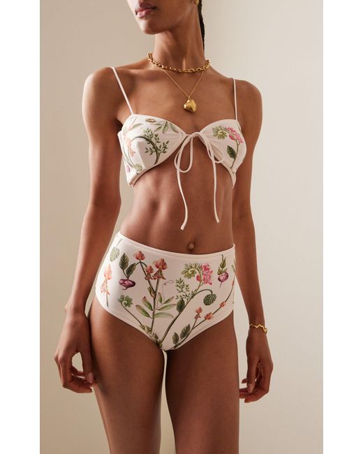 Agua Bendita White Exclusive Magenta Floral Bikini Bottom