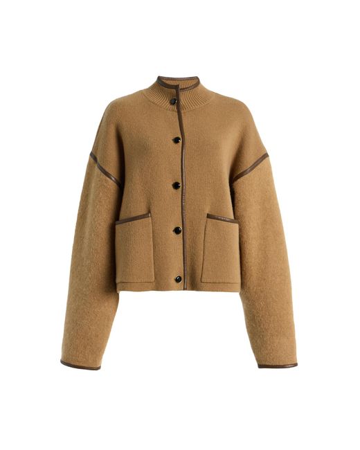 FRAME Natural The Cropped Knit Combo Coat