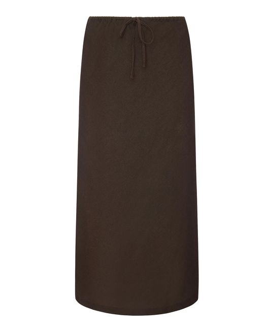 Onia Brown Air Linen Midi Skirt