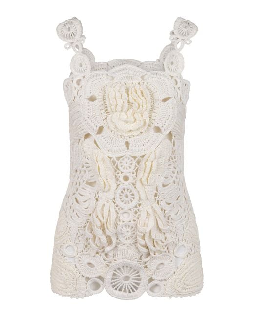 Heirlome Natural Roselia Silk-Crochet Top