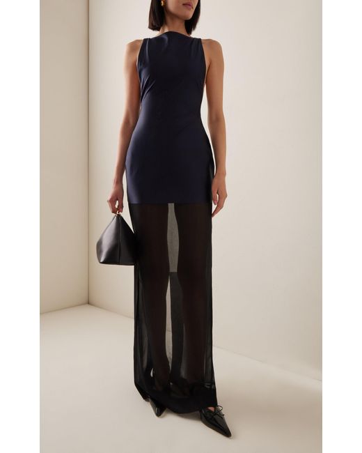 Jacquemus Blue Banista Sleeveless Crepe-chiffon Maxi Dress