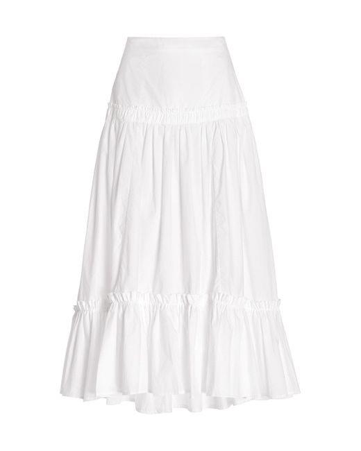 Cara Cara White Tisbury Cotton-poplin Midi Skirt