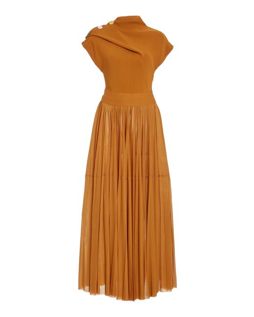 Proenza Schouler Orange Ribbed-knit And Jersey Maxi Dress