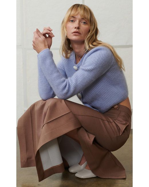 Clea Blue Amara Mohair And Wool-Blend Cardigan Top